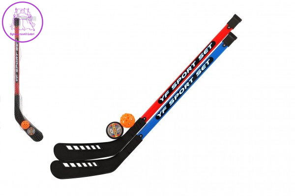 Hokejka pozemní 2ks plast 92cm + florbalový míček + puk v síťce Hokejka pozemní 2ks plast 92cm + florbalový míček + puk v síťce