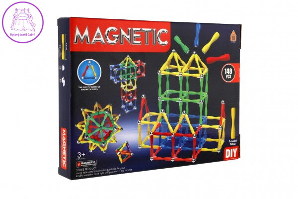 Magnetická stavebnice 148ks plast/kov v krabici 30x22x4cm Magnetická stavebnice 148ks plast/kov v krabici 30x22x4cm