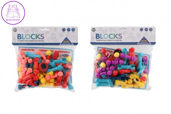 Stavebnice kostky plast 2 barvy v sáčku 24,5x23cm