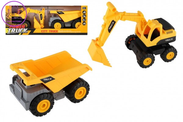 Auto stavební 2ks plast 18cm na volný chod v krabici 39x14x11,5cm Auto stavební 2ks plast 18cm na volný chod v krabici 39x14x11,5cm