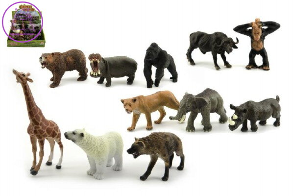 Zvířátka safari ZOO plast 10cm mix druhů 12ks v boxu Zvířátka safari ZOO plast 10cm mix druhů 12ks v boxu