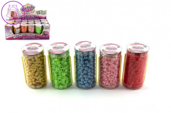 Korálky plast v tubě 9cm asst 18ks v boxu Korálky plast v tubě 9cm asst 18ks v boxu