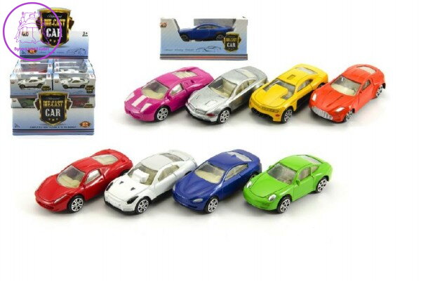 Auto 8cm kov/plast na volný chod mix druhů v krabičce 24ks v boxu Auto 8cm kov/plast na volný chod mix druhů v krabičce 24ks v boxu