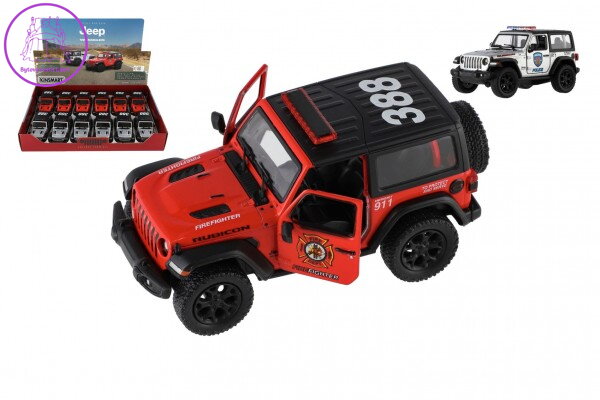 Auto Kinsmart Jeep Wrangler Policie 2018 kov/plast 12cm 2 barvy na zpětné nat. 12ks v boxu Auto Kinsmart Jeep Wrangler Policie 2018 kov/plast 12cm 2 barvy na zpětné nat. 12ks v boxu