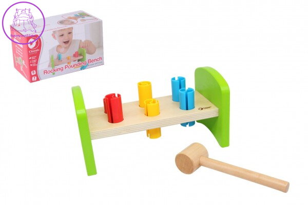 Zatloukačka s kladívkem dřevo/plast 8ks v krabici 21,5x12x11cm 12m+ Zatloukačka s kladívkem dřevo/plast 8ks v krabici 21,5x12x11cm 12m+