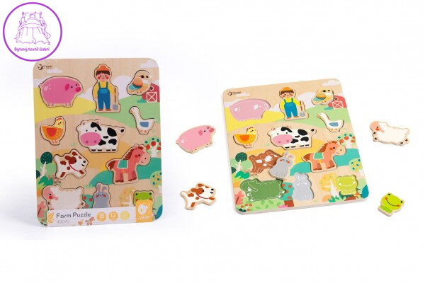 Puzzle/Vkládačka deskové farma dřevo ve fólii 21x30cm 18m+