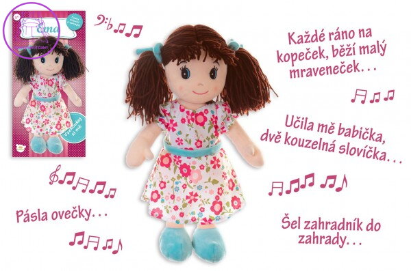 Panenka Ema hadrová plyš 40 cm česky mluvící a zpívající na kartě v sáčku 0+ Panenka Ema hadrová plyš 40 cm česky mluvící a zpívající na kartě v sáčku 0+