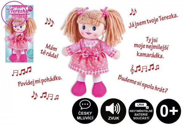 Panenka Terezka hadrová plyš 30cm česky mluvící na kartě Panenka Terezka hadrová plyš 30cm česky mluvící na kartě