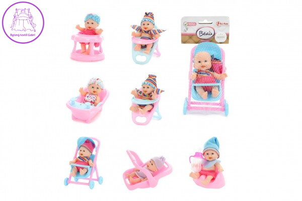 Panenka/miminko s doplňky plast pevné tělo 11cm v síťce Panenka/miminko s doplňky plast pevné tělo 11cm v síťce
