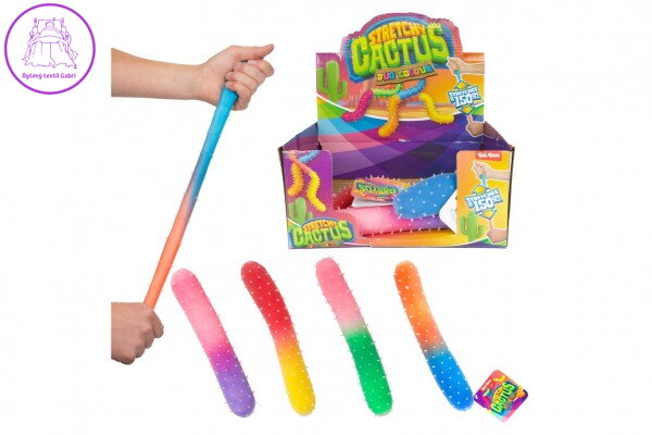 Kaktus antistresový natahovací plněný pískem 290g silikon 24cm 4 barvy 24ks v boxu Kaktus antistresový natahovací plněný pískem 290g silikon 24cm 4 barvy 24ks v boxu