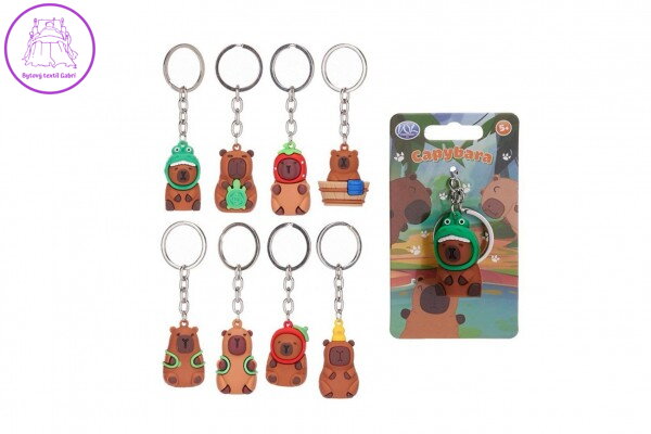 Capybara přívěsek kov/plast 5-6cm mix druhů na kartě Capybara přívěsek kov/plast 5-6cm mix druhů na kartě