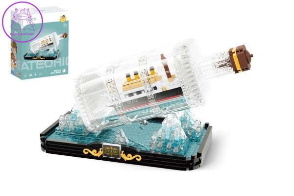 Stavebnice mini KOCO Titanic v láhvi plast 918ks v krabičce 14x18x8cm Stavebnice mini KOCO Titanic v láhvi plast 918ks v krabičce 14x18x8cm
