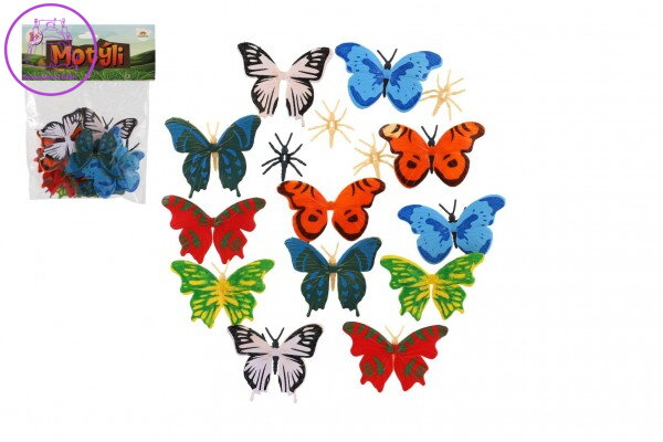 Motýli 12 ks plast 7-8cm v sáčku Motýli 12 ks plast 7-8cm v sáčku