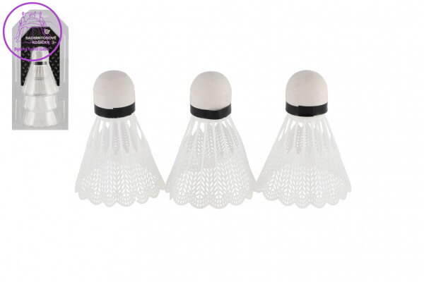 Míčky/Košíčky na badminton bílé 3ks plast v blistru 11x22cm Míčky/Košíčky na badminton bílé 3ks plast v blistru 11x22cm