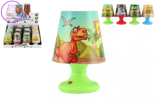 Mini lampička s dinosaurem na stůl plast 8x11cm na baterie 4 druhy 12ks v boxu Mini lampička s dinosaurem na stůl plast 8x11cm na baterie 4 druhy 12ks v boxu