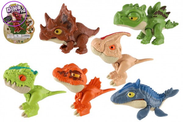 Dinosaurus kousací plast 8cm mix druhů na kartě 13x16x4cm