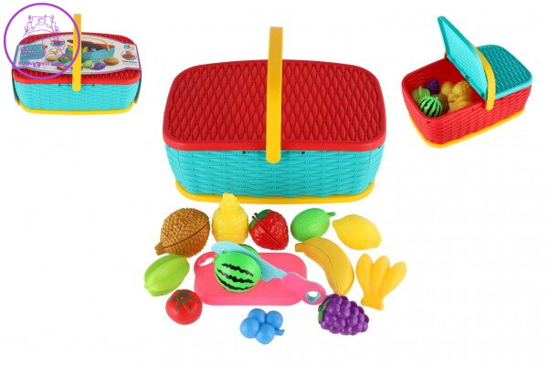 Piknikový košík - ovoce/zelenina krájecí 15ks plast 2 barvy 28x20cm Piknikový košík - ovoce/zelenina krájecí 15ks plast 2 barvy 28x20cm