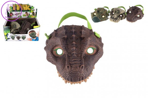 Maska dinosaurus gumová 15x18cm mix druhů 12ks v boxu karneval Maska dinosaurus gumová 15x18cm mix druhů 12ks v boxu karneval