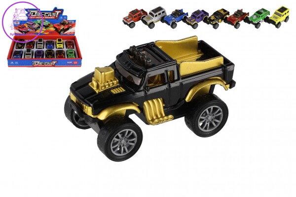 Auto terénní Off-Road mini kov/plast 6,5cm zpětné natažení mix druhů 12ks v boxu Auto terénní Off-Road mini kov/plast 6,5cm zpětné natažení mix druhů 12ks v boxu
