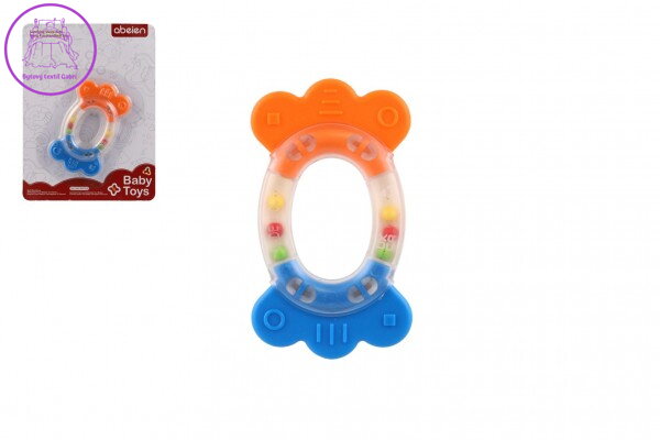 Chrastítko/Kousátko ovál plast/silikon 11cm na kartě 0m+ Chrastítko/Kousátko ovál plast/silikon 11cm na kartě 0m+