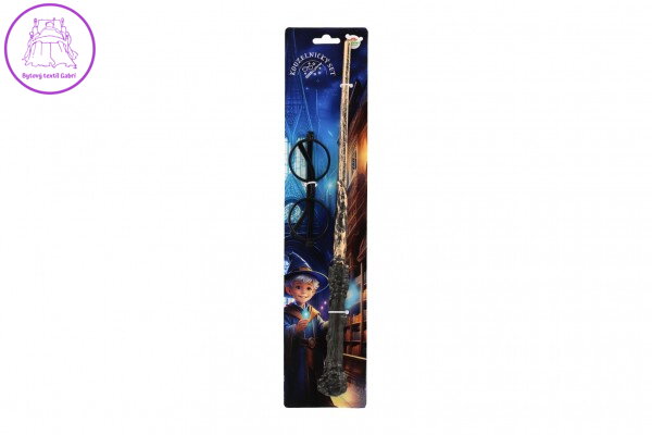 Kouzelnický set - hůlka 40cm, brýle plast na kartě 9,5x42,5cm karneval