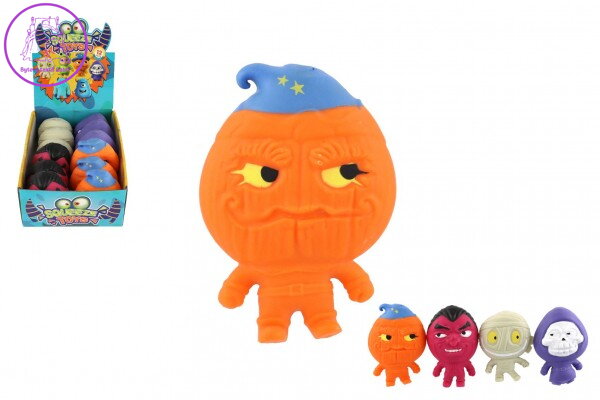 Příšera antistresová natahovací plněná pískem 465g silikon 13cm 4 druhy v sáčku 12ks v boxu