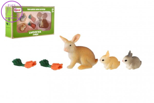 Králík/Králíček 3ks plast s doplňky v krabičce 16x9,5x4cm Králík/Králíček 3ks plast s doplňky v krabičce 16x9,5x4cm