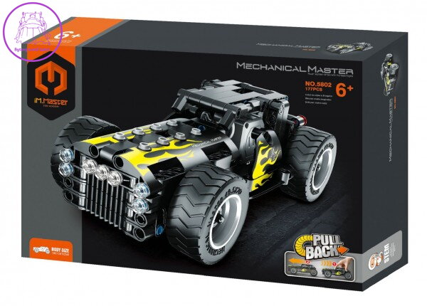 Stavebnice iM.MASTER auto na zpětné natažení plast 177 dílků v krabici 29x20x6cm