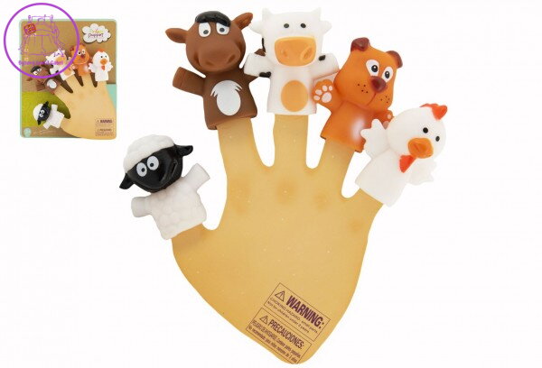 Maňásek prstový zvířátko domácí farma guma 5cm na kartě 16x20,5cm Maňásek prstový zvířátko domácí farma guma 5cm na kartě 16x20,5cm