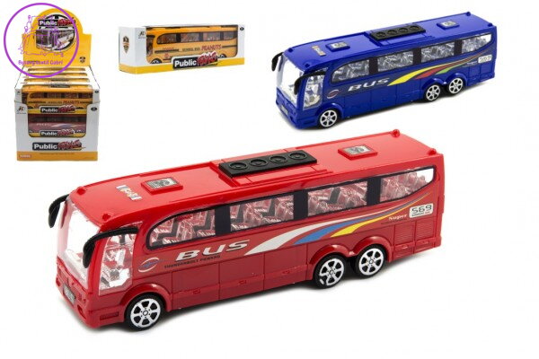 Autobus plast 25cm na setrvačník 3 barvy v krabici 26x8,5x7cm 12ks v boxu Autobus plast 25cm na setrvačník 3 barvy v krabici 26x8,5x7cm 12ks v boxu