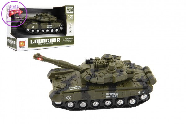 Tank plast 20cm na setrvačník na baterie se světlem se zvukem v krabici 24x16x11cm Tank plast 20cm na setrvačník na baterie se světlem se zvukem v krabici 24x16x11cm
