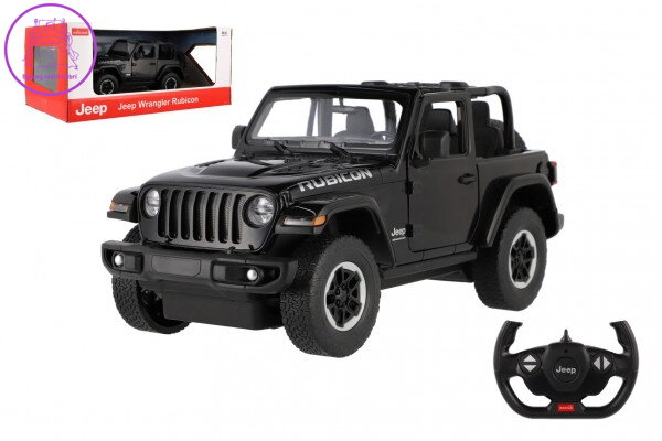Auto RC Jeep Wrangler Rubicon RASTAR černý plast 29cm 2,4GHz na dálk. ovl. na bat. v krab. 44x19cm
