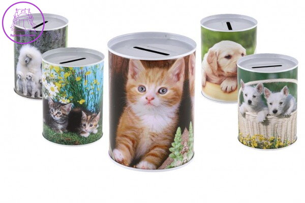 Pokladnička zvířata plechová 7,5x10cm 5 druhů v sáčku Pokladnička zvířata plechová 7,5x10cm 5 druhů v sáčku
