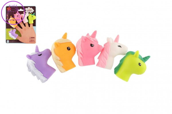 Maňásek prstový jednorožec 5ks guma 6cm na kartě 16,5x20cm Maňásek prstový jednorožec 5ks guma 6cm na kartě 16,5x20cm