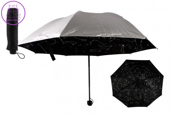 Deštník hvězdná obloha skládací 25cm látka/kov pro dospělé stříbrný v sáčku Deštník hvězdná obloha skládací 25cm látka/kov pro dospělé stříbrný v sáčku