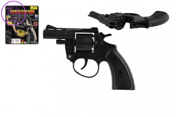 Revolver/pistole na kapsle 8 ran plast 13cm na kartě 15x18x2cm Revolver/pistole na kapsle 8 ran plast 13cm na kartě 15x18x2cm