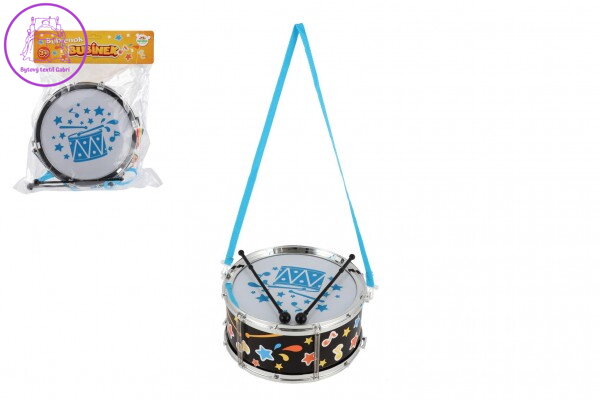 Buben/Bubínek plast 23x10cm s popruhem a paličkami v sáčku Buben/Bubínek plast 23x10cm s popruhem a paličkami v sáčku