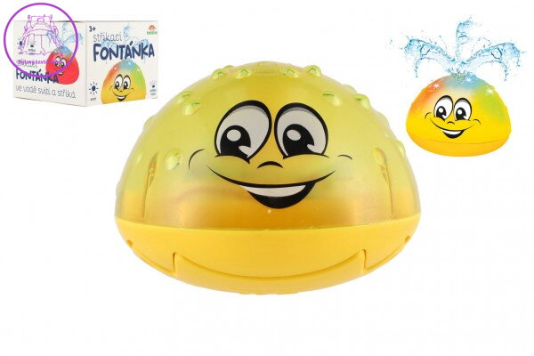 Hračka do vody Fontánka stříkací plast 10cm žlutá na baterie se světlem v krabičce 11x11x8cm Hračka do vody Fontánka stříkací plast 10cm žlutá na baterie se světlem v krabičce 11x11x8cm