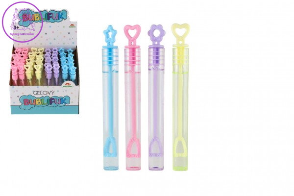 Bublifuk mini 5 ml gelový 10,5cm 4 druhy 48ks v boxu Bublifuk mini 5 ml gelový 10,5cm 4 druhy 48ks v boxu