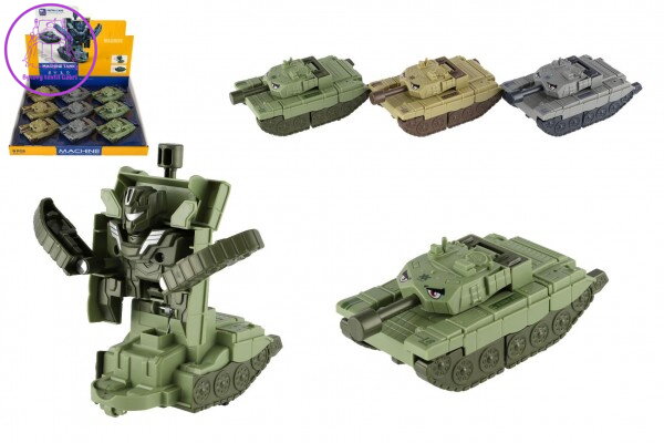 Transformer tank/robot plast 14cm na setrvačník 3 barvy 9ks v boxu Transformer tank/robot plast 14cm na setrvačník 3 barvy 9ks v boxu