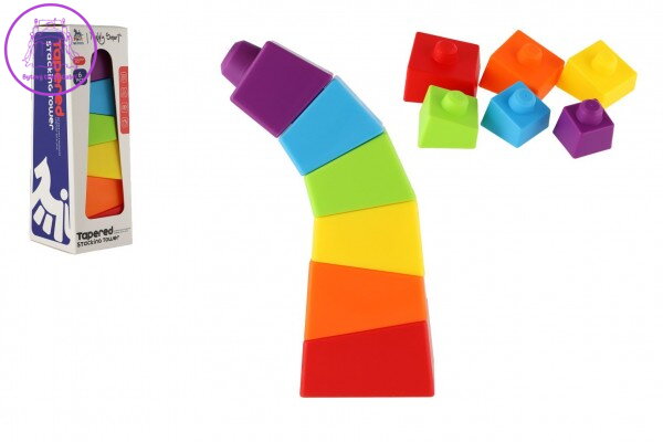Věž/Pyramida šikmá barevná stohovací skládačka 6ks plast v krabičce 8x21x8cm 18m+ Věž/Pyramida šikmá barevná stohovací skládačka 6ks plast v krabičce 8x21x8cm 18m+