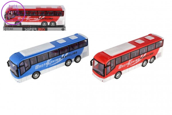 Autobus dálkový plast 31cm na setrvačník 2 barvy v blistru Autobus dálkový plast 31cm na setrvačník 2 barvy v blistru