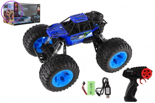 Auto RC Off-Road terénní 2,4GHz plast 32cm dobíjecí pack+baterie modré v krabici 38x23x26cm Auto RC Off-Road terénní 2,4GHz plast 32cm dobíjecí pack+baterie modré v krabici 38x23x26cm
