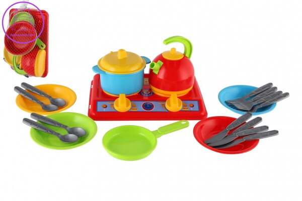 Sada nádobí s vařičem plast 22x16cm s doplňky v sáčku Sada nádobí s vařičem plast 22x16cm s doplňky v sáčku