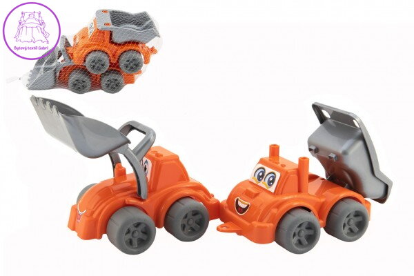 Stavební stroje 2ks plast na volný chod v síťce 13x17x28cm 12m+ Stavební stroje 2ks plast na volný chod v síťce 13x17x28cm 12m+