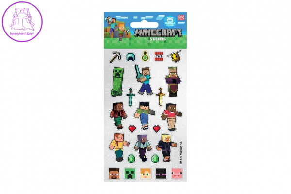 Samolepky Minecraft třpytivé 25ks ve fólii