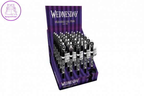 Tužka/pero gumovací Wednesday 15cm plast 6 druhů 30ks v boxu Tužka/pero gumovací Wednesday 15cm plast 6 druhů 30ks v boxu