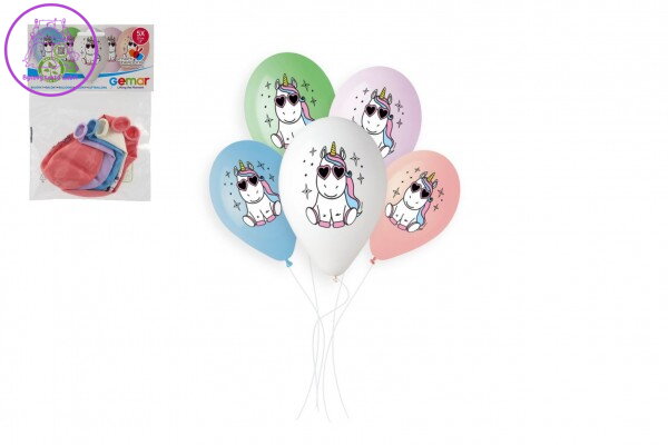 Balonek/Balonky nafukovací s potiskem jednorožec 13'' průměr 33cm 5ks v sáčku Balonek/Balonky nafukovací s potiskem jednorožec 13'' průměr 33cm 5ks v sáčku