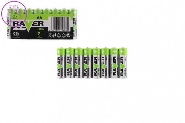 Baterie RAVER LR6/AA 1,5 V alkaline ultra 8ks ve fólii Baterie RAVER LR6/AA 1,5 V alkaline ultra 8ks ve fólii