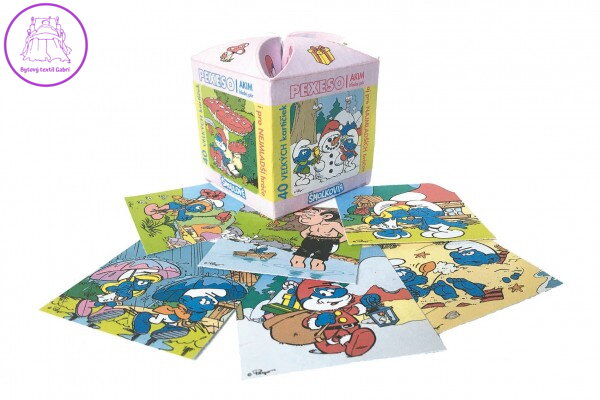 Pexeso Šmoulové MAXI papírové společenská hra 40 velkých kartiček v krabičce 8x9,5x8cm Pexeso Šmoulové MAXI papírové společenská hra 40 velkých kartiček v krabičce 8x9,5x8cm